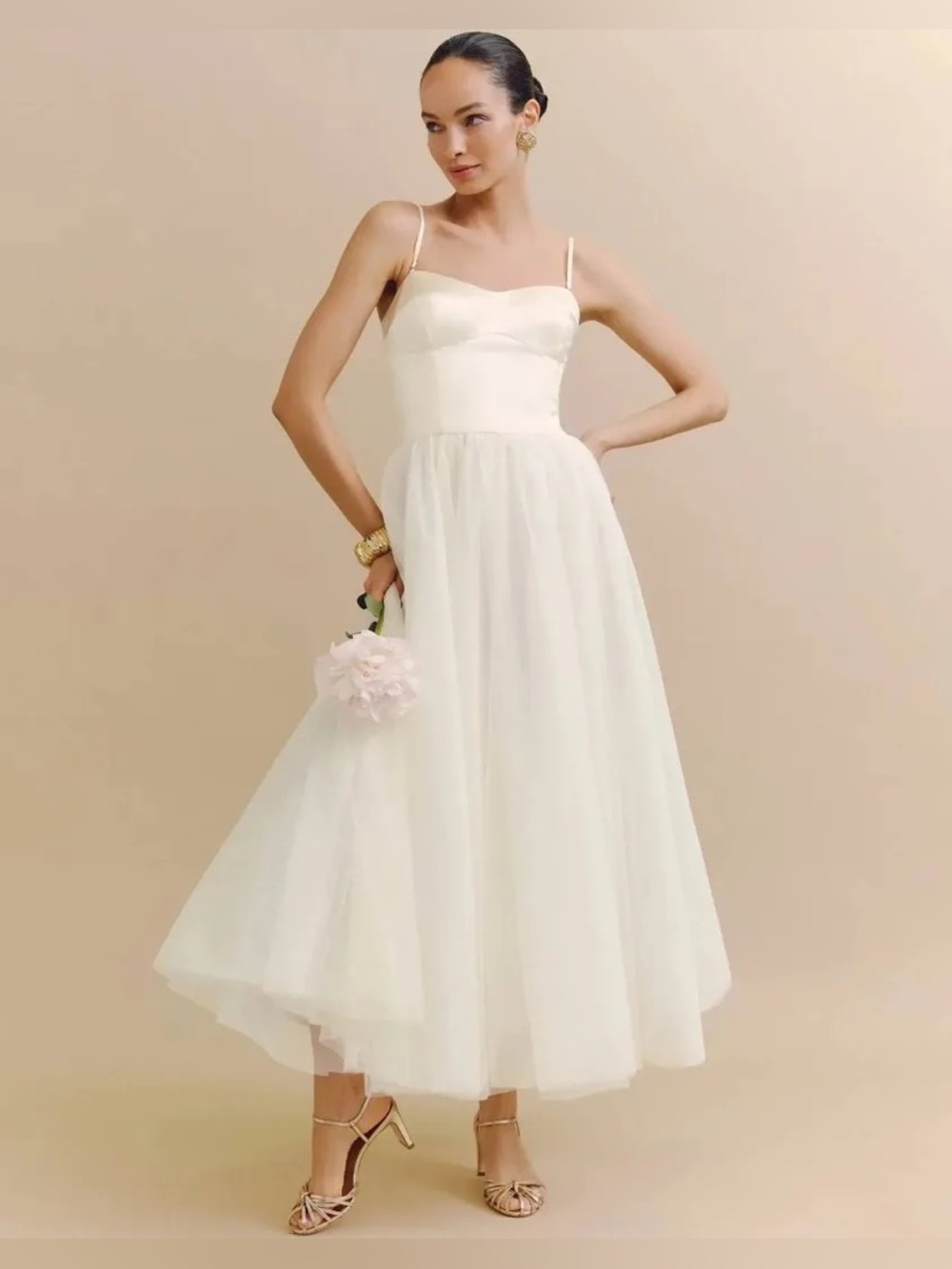 NWT NEW Reformation Alouette Tulle Midi Dress in Fior Di Latte sz 4